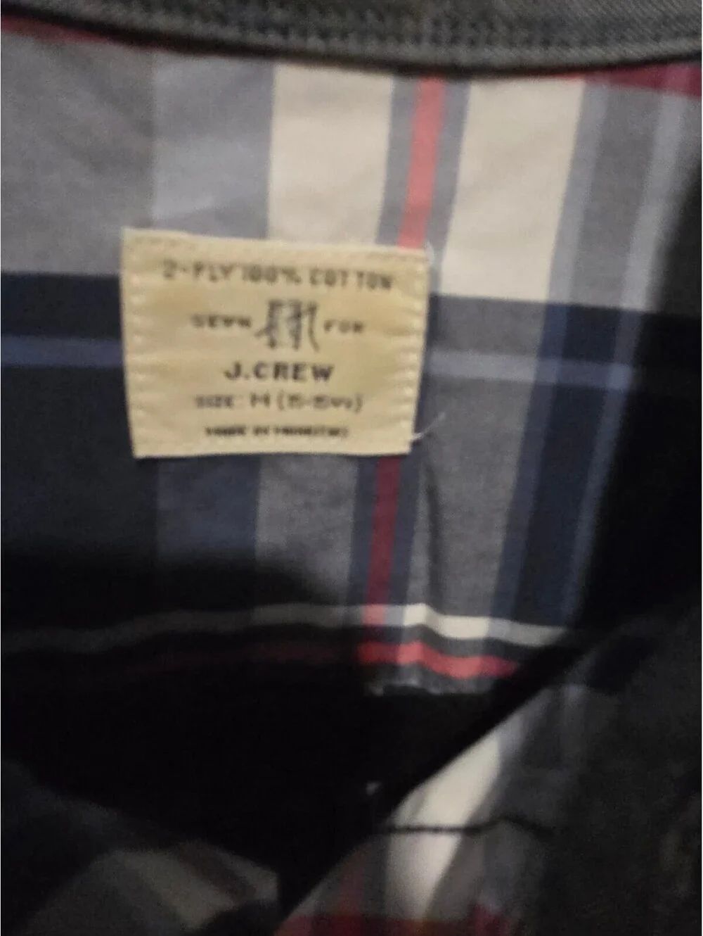 J.Crew Men's Blue and White Plaid Button-Down Shirt Size M